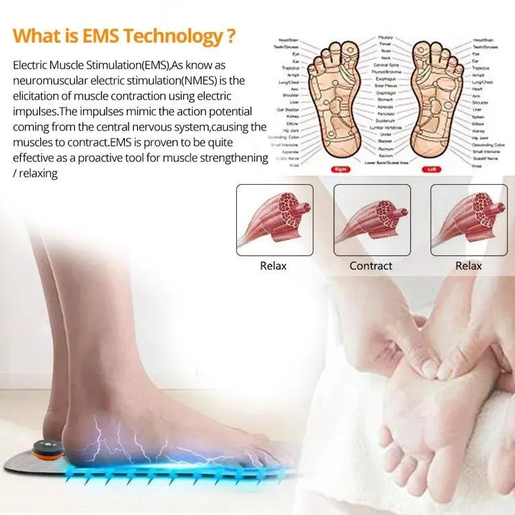 Tens Massage Pad Feet Stimulator Massage Mat Electric Vibrating EMS Foot Massager