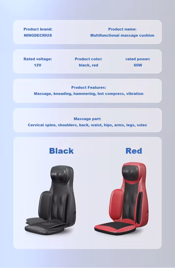 Ningdecrius 2022 Hot Sell Electric Full Back Massage Seat 3D Airbag Heated Car Vibrating Shiatsu Infrared Massage Cushion