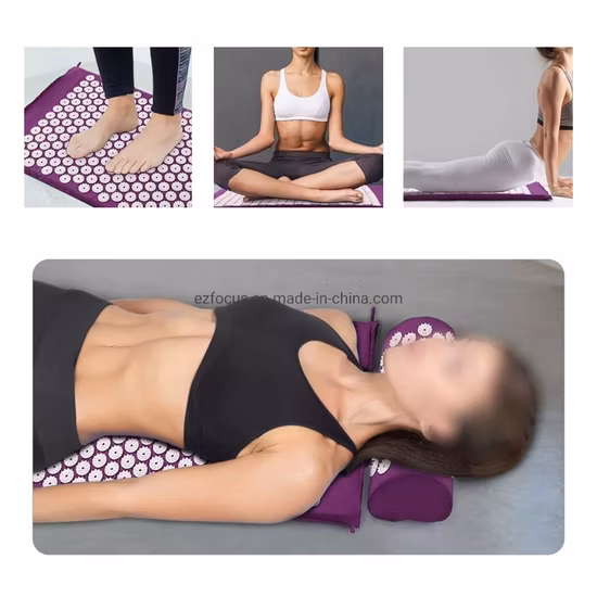 Acupressure Mat Yoga Mat Fitness Massage Pillow Cusion with Bag Body Neck Pain Relief Coconut Acupuncture Mats