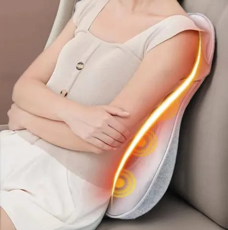 High Quality Vibrating Heating Portable Double Head Knead Muscle Lumbar Massage Pillow 