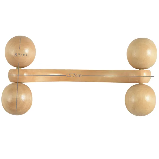 4 Ball Wooden Handheld Body Back Massage Muscle Roller Tool Massager for Neck Shoulder Arms Legs Body 