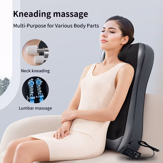 Compress Rolling Kneading Back Massager Heat Shiatsu Massage Seat Cushion