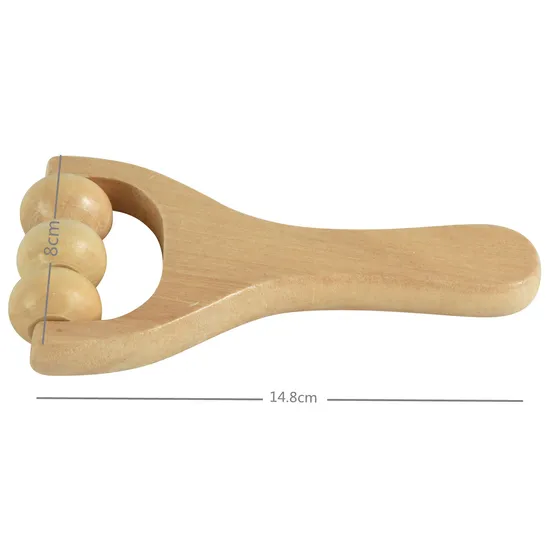 3 Ball Magic Beauty Wand Handmade Wooden Face Roller Facial Massager Handheld Manual for Muscle Body Neck Back 