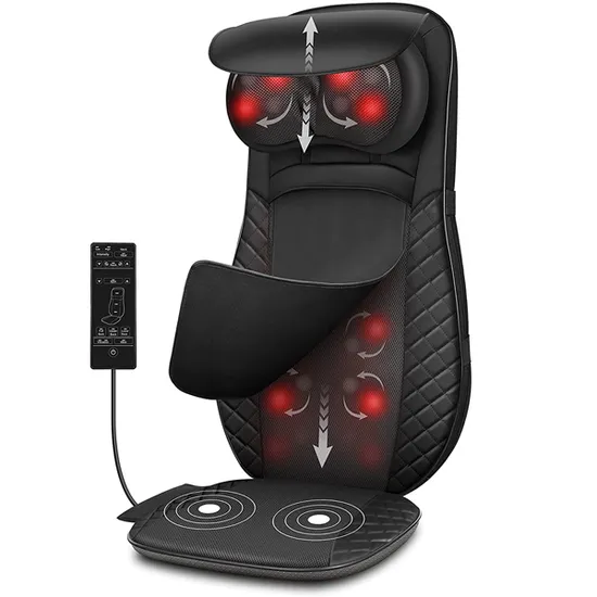 Vibration Neck and Back Massage Pat Cushion Shiatsu for Home Office and Car with Heating Spot Therapy Timing Control 